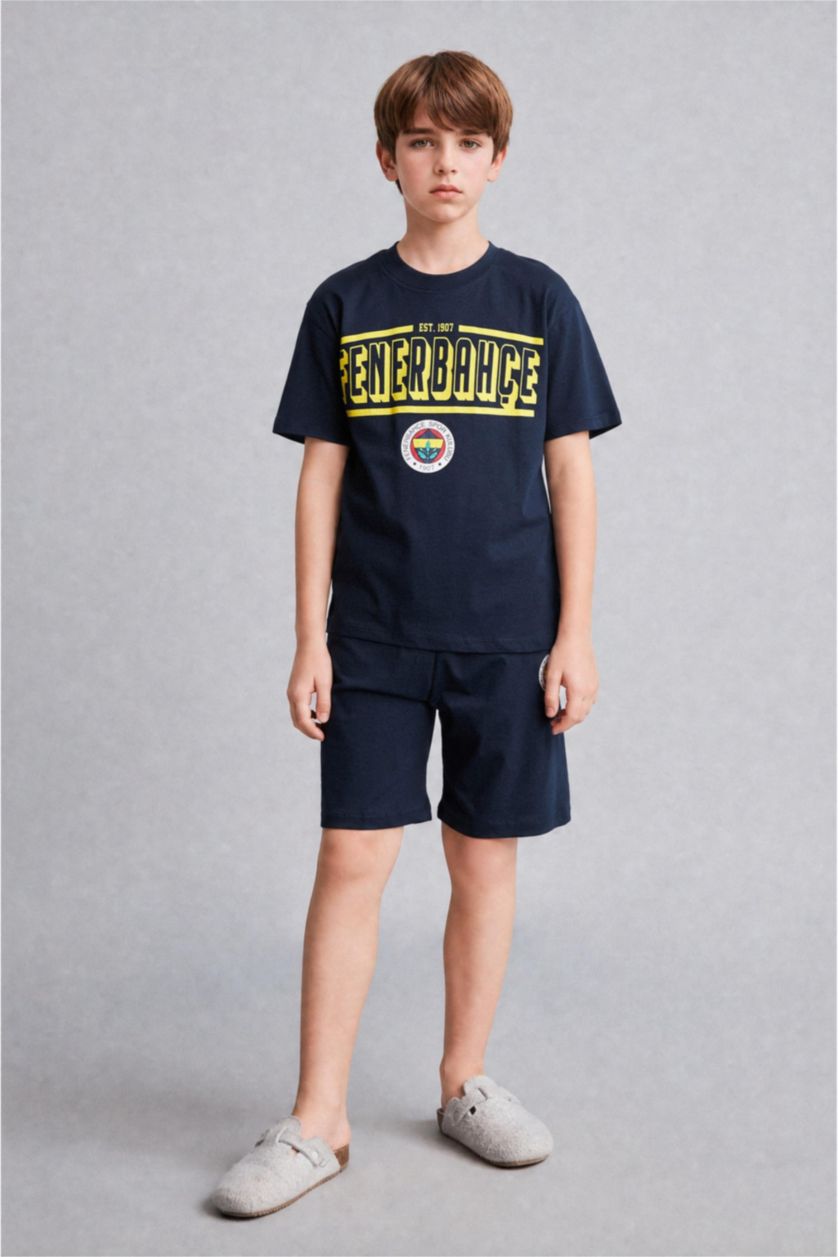 Young Boys - Teen Boys Indigo 100% Cotton Top Shorts 2 Piece Pyjama Set