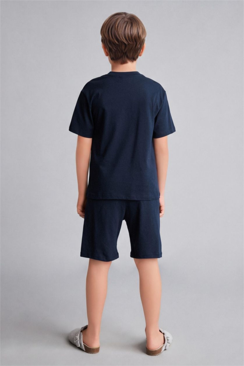 Young Boys - Teen Boys Indigo 100% Cotton Top Shorts 2 Piece Pyjama Set