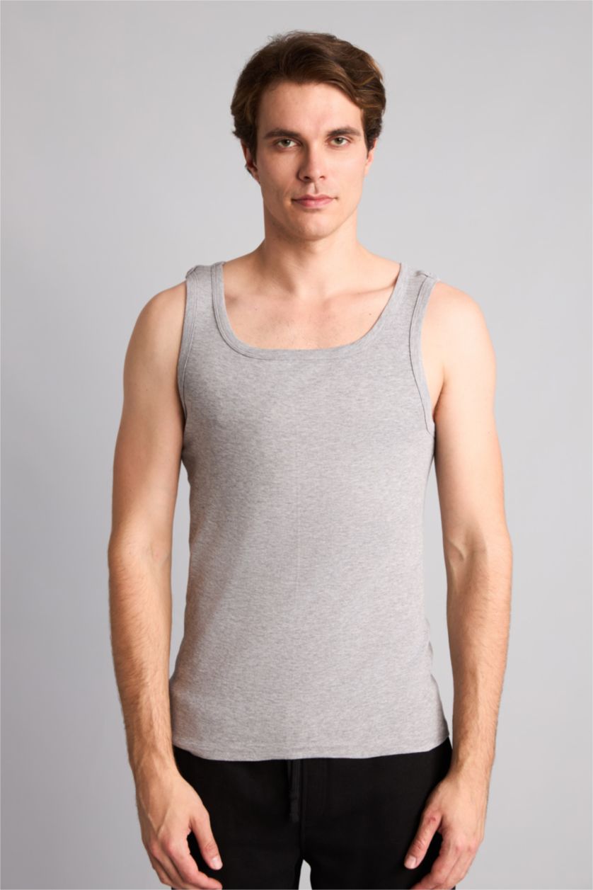 Men Black Slim Fit Ribana 3 piece Tank Top