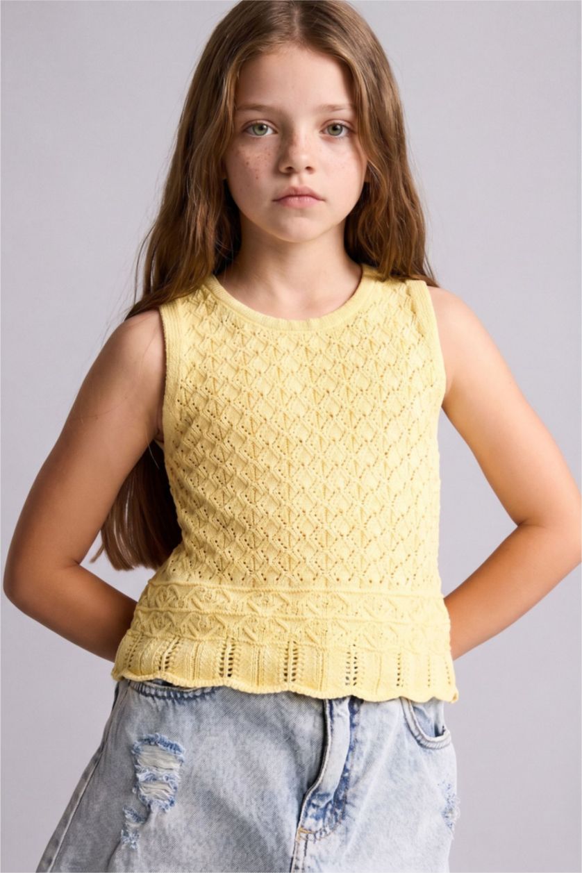 بنات أصفر فاتح Girl Knit Tank Top