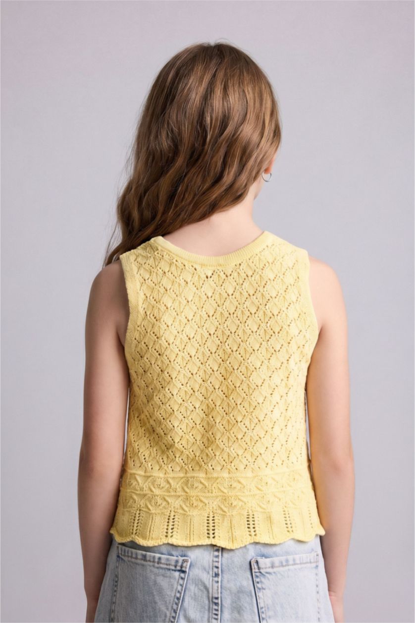 بنات أصفر فاتح Girl Knit Tank Top