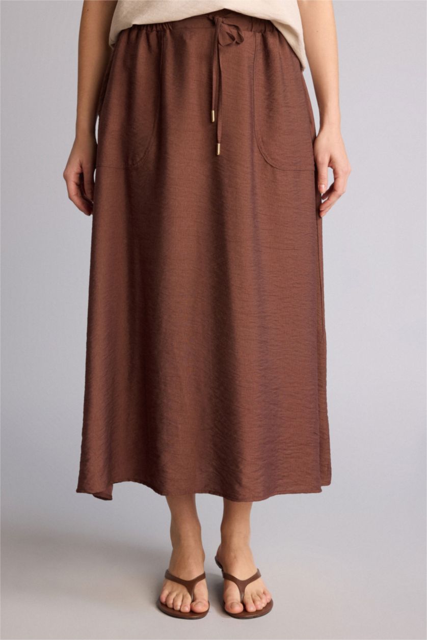 Kadın Kahve A Kesim Midi Etek