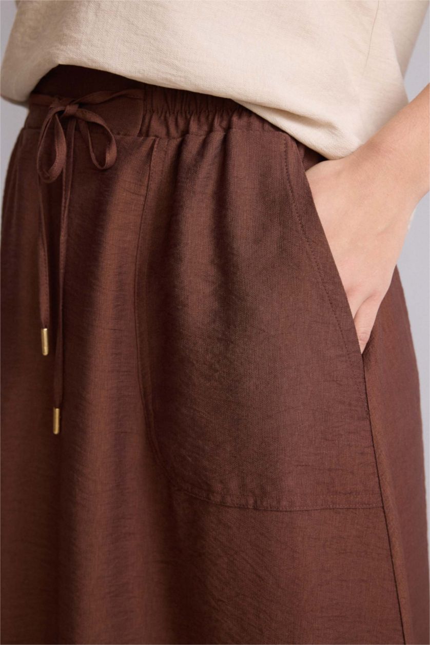 Kadın Kahve A Kesim Midi Etek