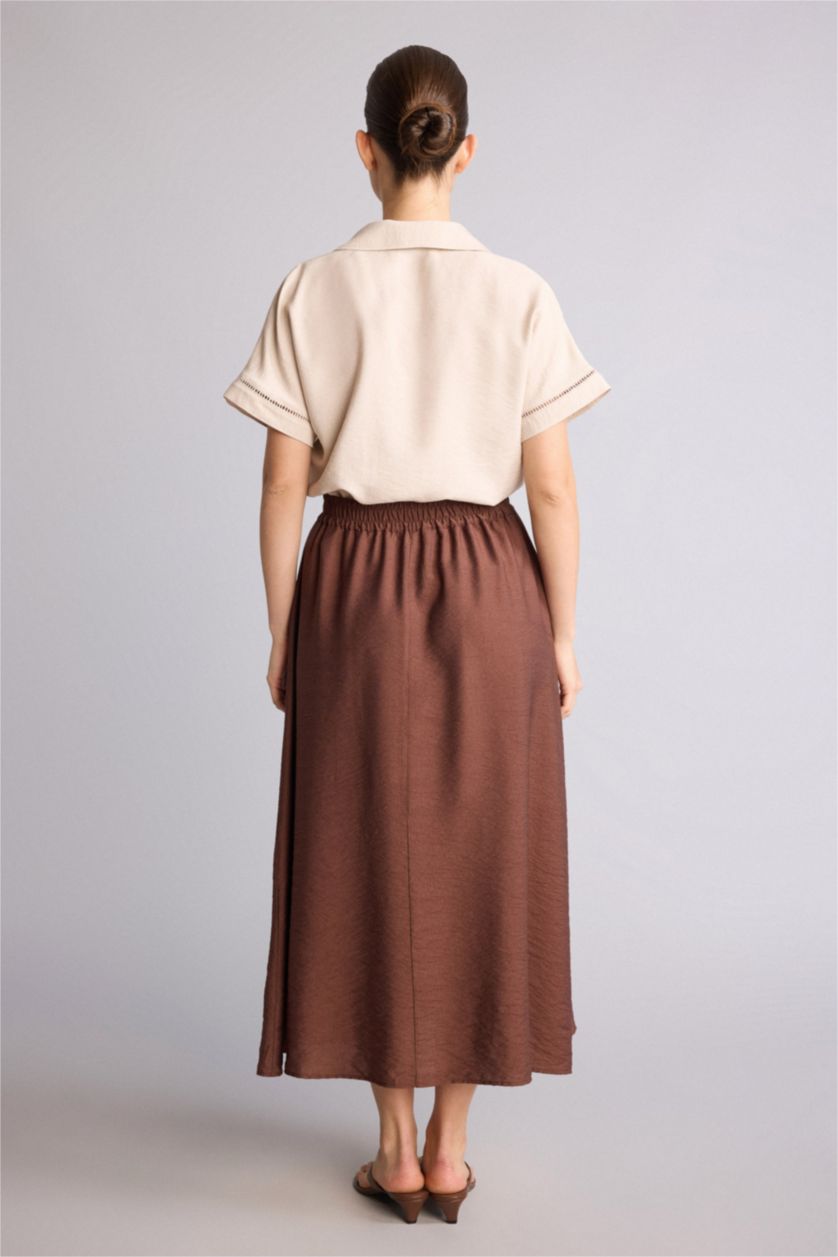 Kadın Kahve A Kesim Midi Etek