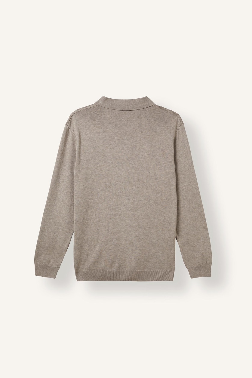 Erkek Taş Fermuarlı Polo Yaka Basic Kazak