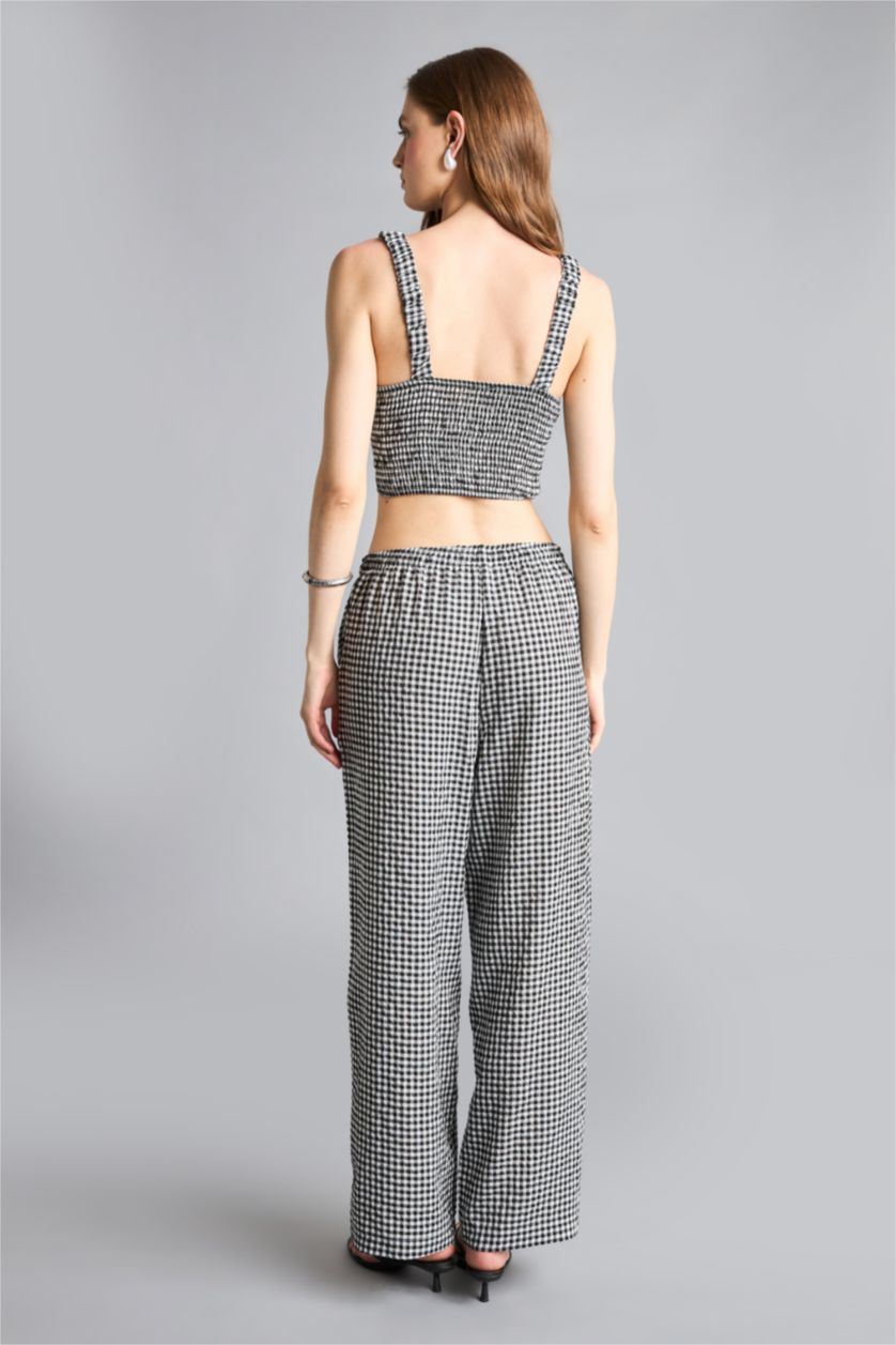 Kadın Siyah Straight Fit Beli Lastikli Modal Pantolon