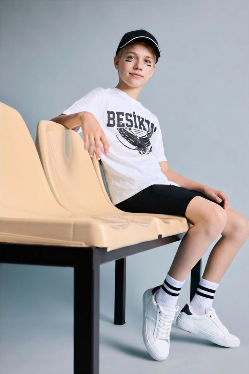 Young Boys - Teen Boys White Boy Top Shorts 2 Piece Pyjama Set