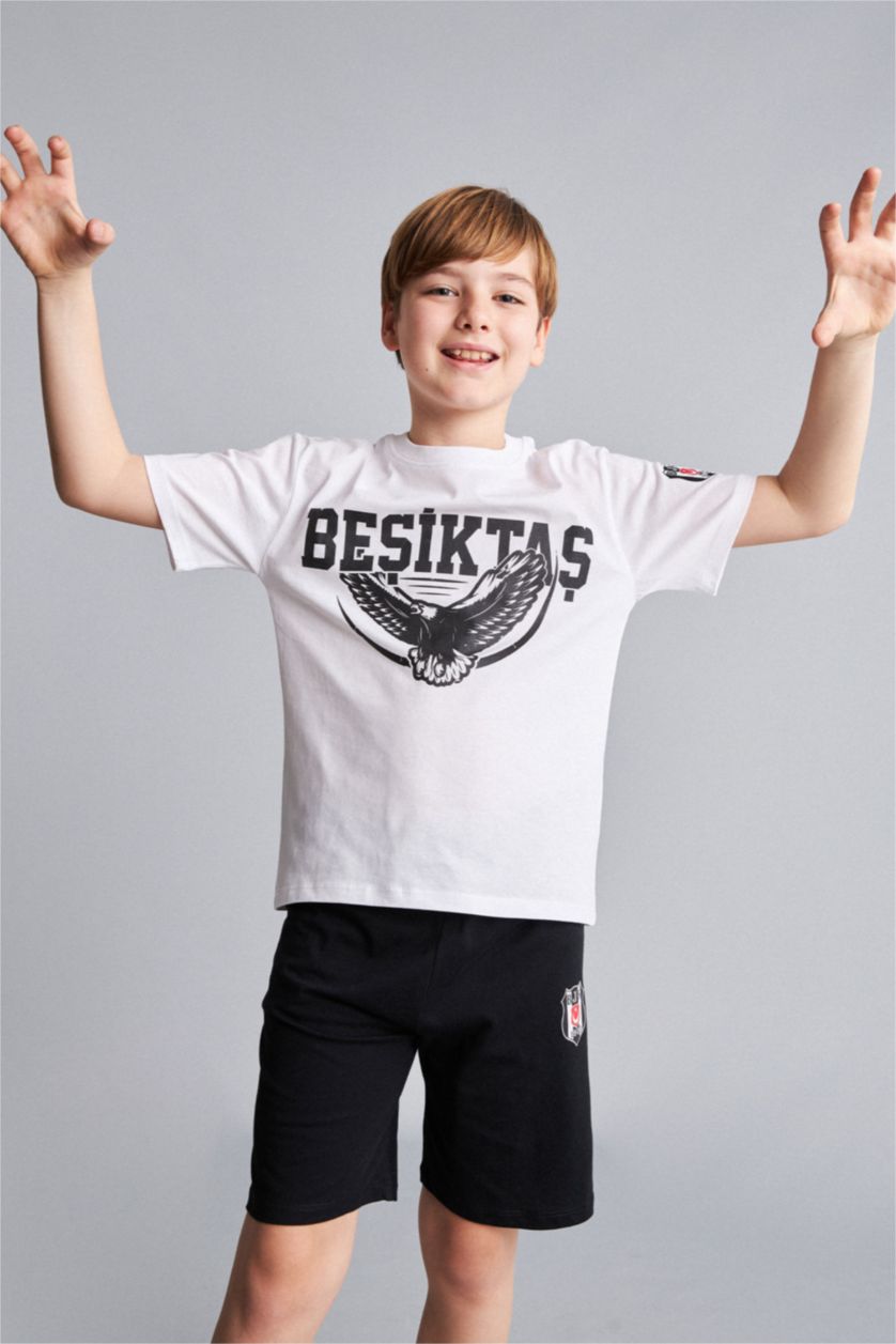 Erkek Çocuk - Genç Erkek Beyaz Beşiktaş 2'li Pijama Takımı Erkek Çocuk
