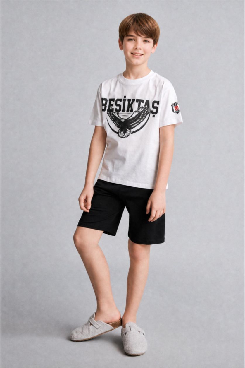 Young Boys - Teen Boys White Boy Top Shorts 2 Piece Pyjama Set