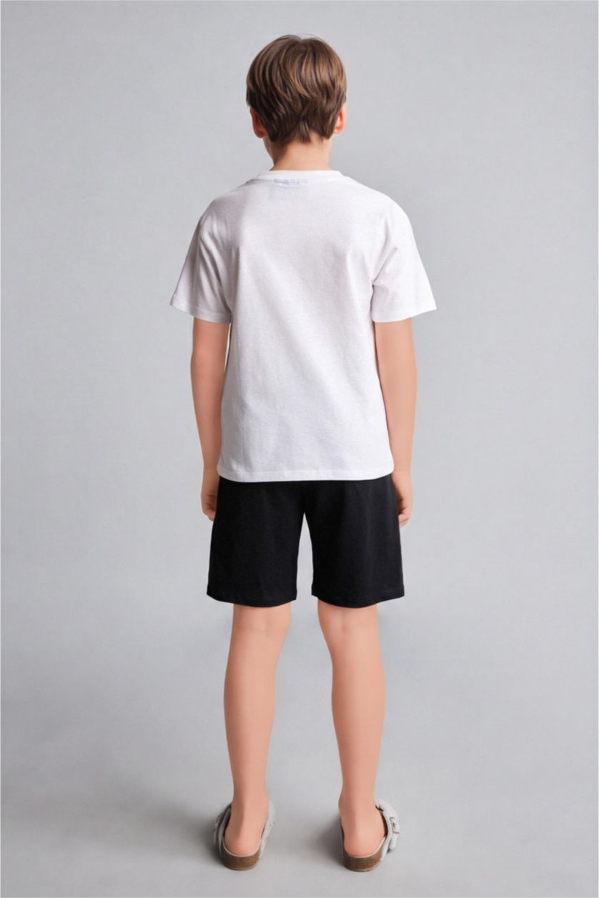 Young Boys - Teen Boys White Boy Top Shorts 2 Piece Pyjama Set
