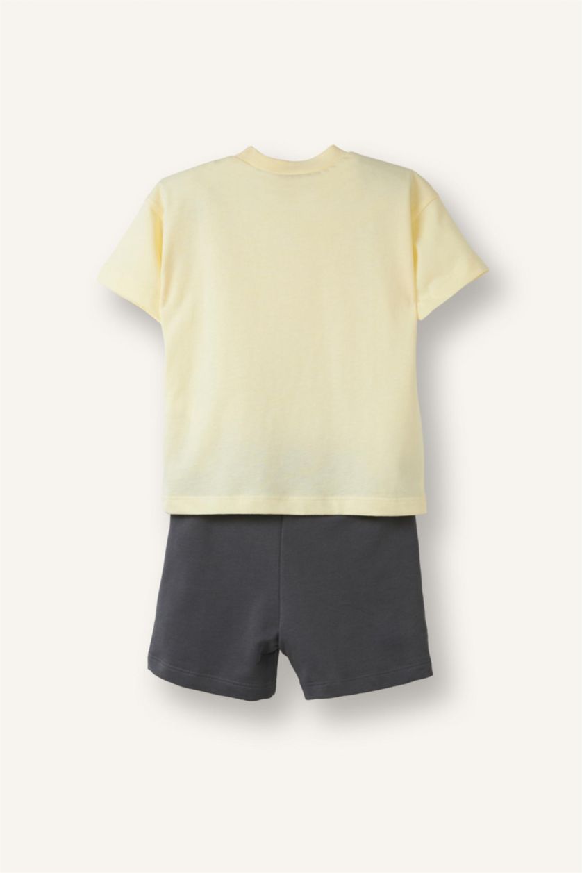 BABY BOY Light Yellow 2 piece Regular Fit Crew Neck Set