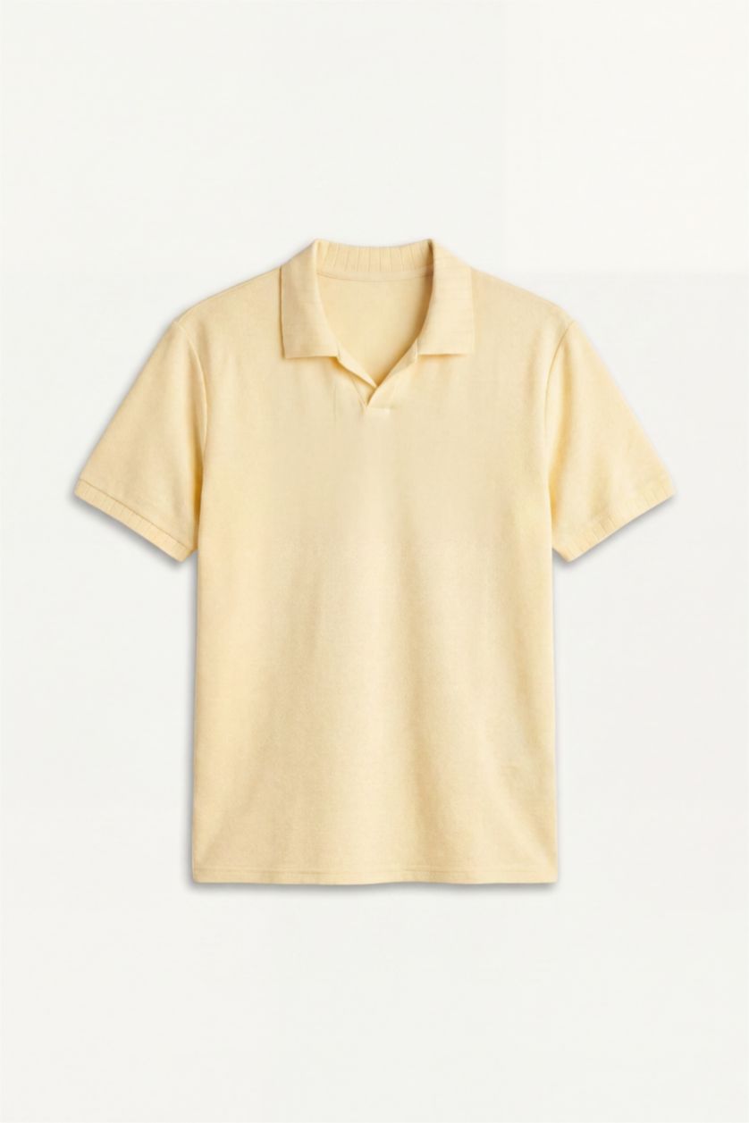 رجالي أصفر فاتح Regular Fit Short Sleeve Polo T-Shirt