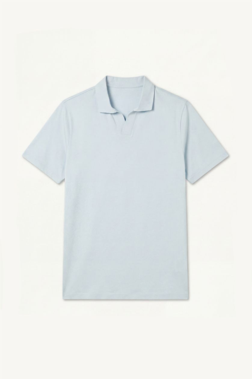 Erkek Açık Mavi %100 Pamuk Regular Fit Polo Tişört