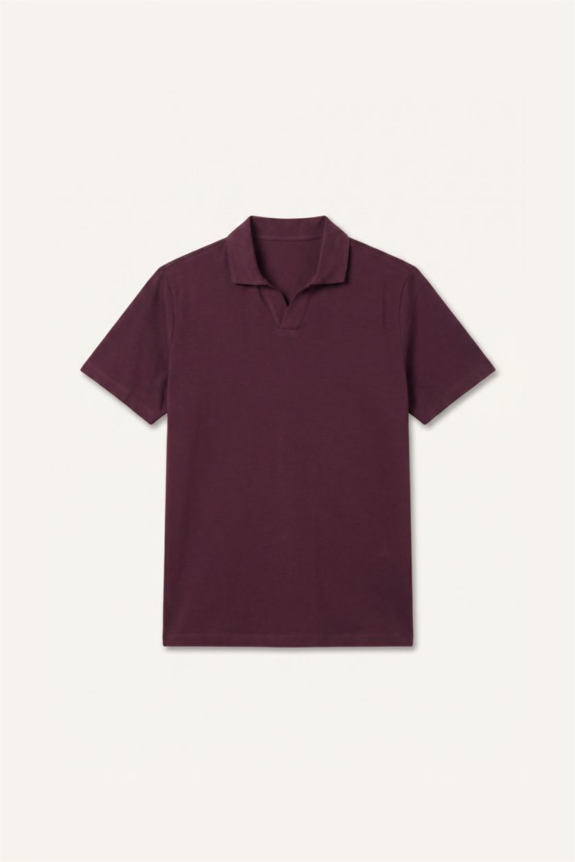 Erkek Bordo %100 Pamuk Regular Fit Polo Tişört