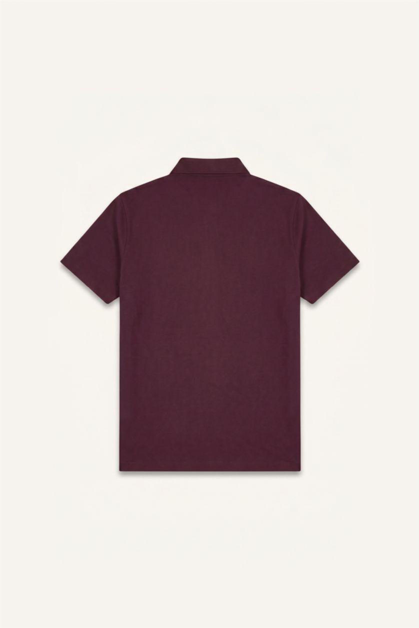 Erkek Bordo %100 Pamuk Regular Fit Polo Tişört