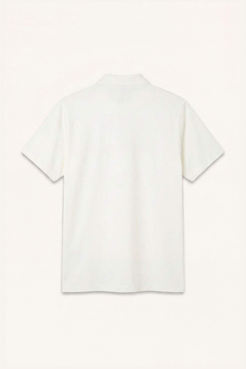 Erkek Ekru %100 Pamuk Regular Fit Polo Tişört