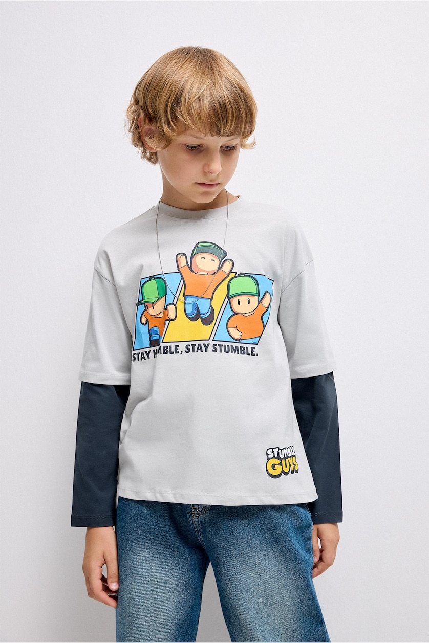 Young Boys - Teen Boys Light Grey Oversize Fit Long Sleeve T-Shirt