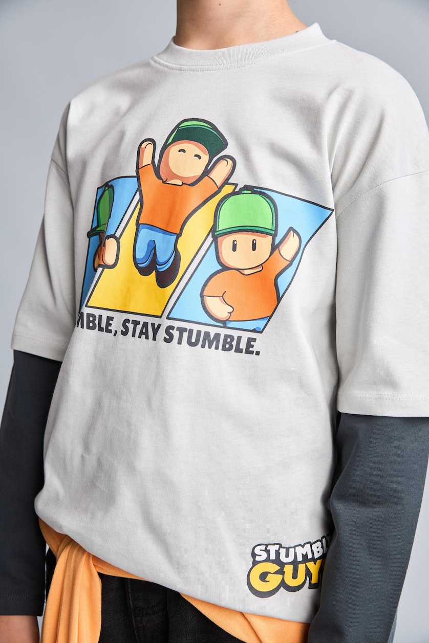 Young Boys - Teen Boys Light Grey Oversize Fit Long Sleeve T-Shirt