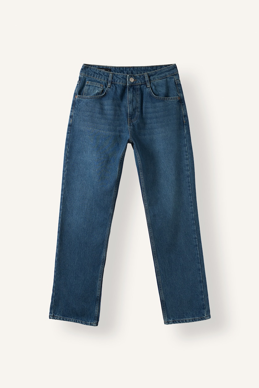 رجال أزرق Straight Fit Trousers