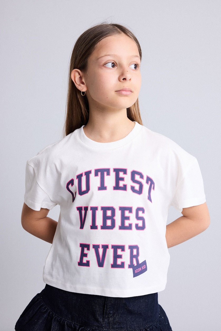 GIRLS & TEENS Ecru Regular Fit Slogan Short Sleeve T-Shirt