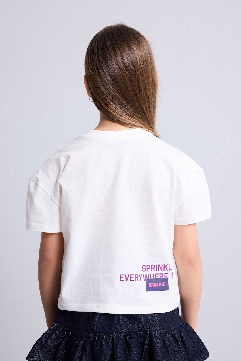GIRLS & TEENS Ecru Regular Fit Slogan Short Sleeve T-Shirt