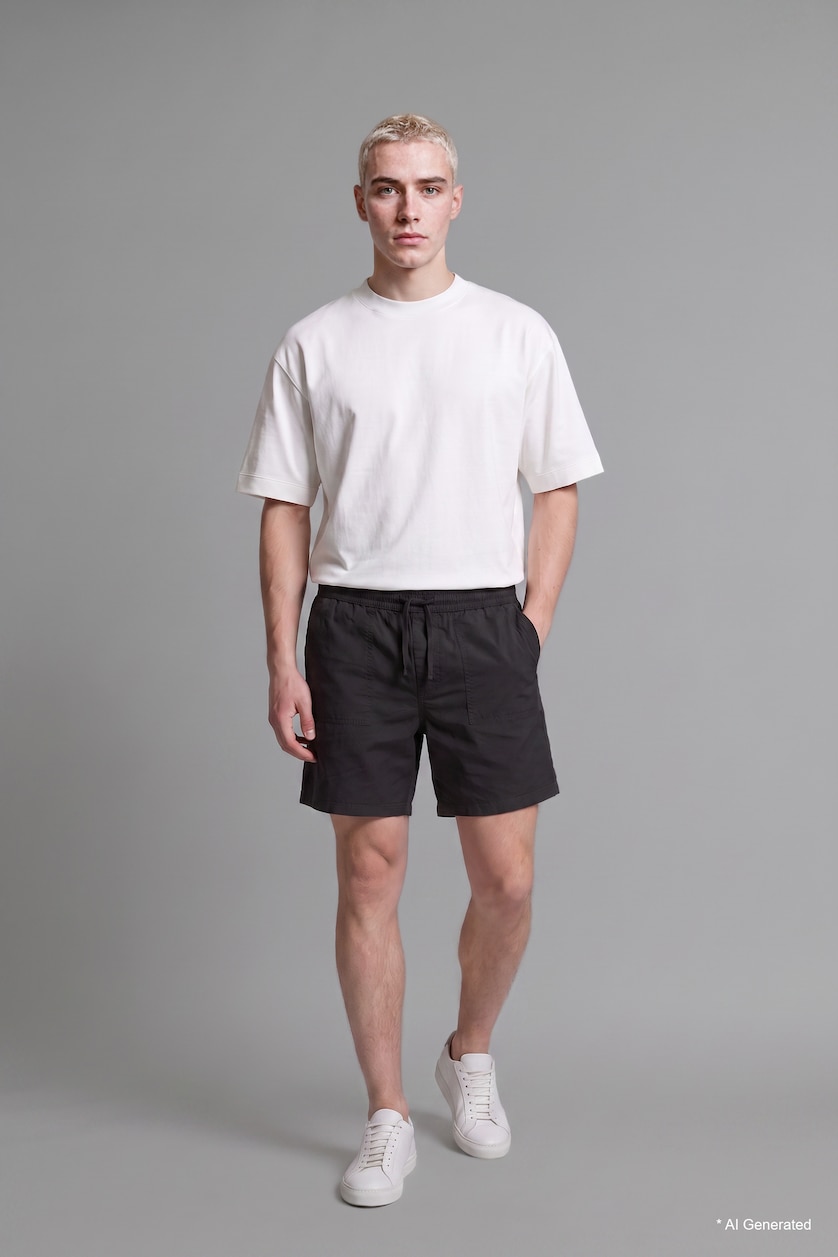 Men Black Ultra Soft Relaxed Fit Elastic Waist Shorts