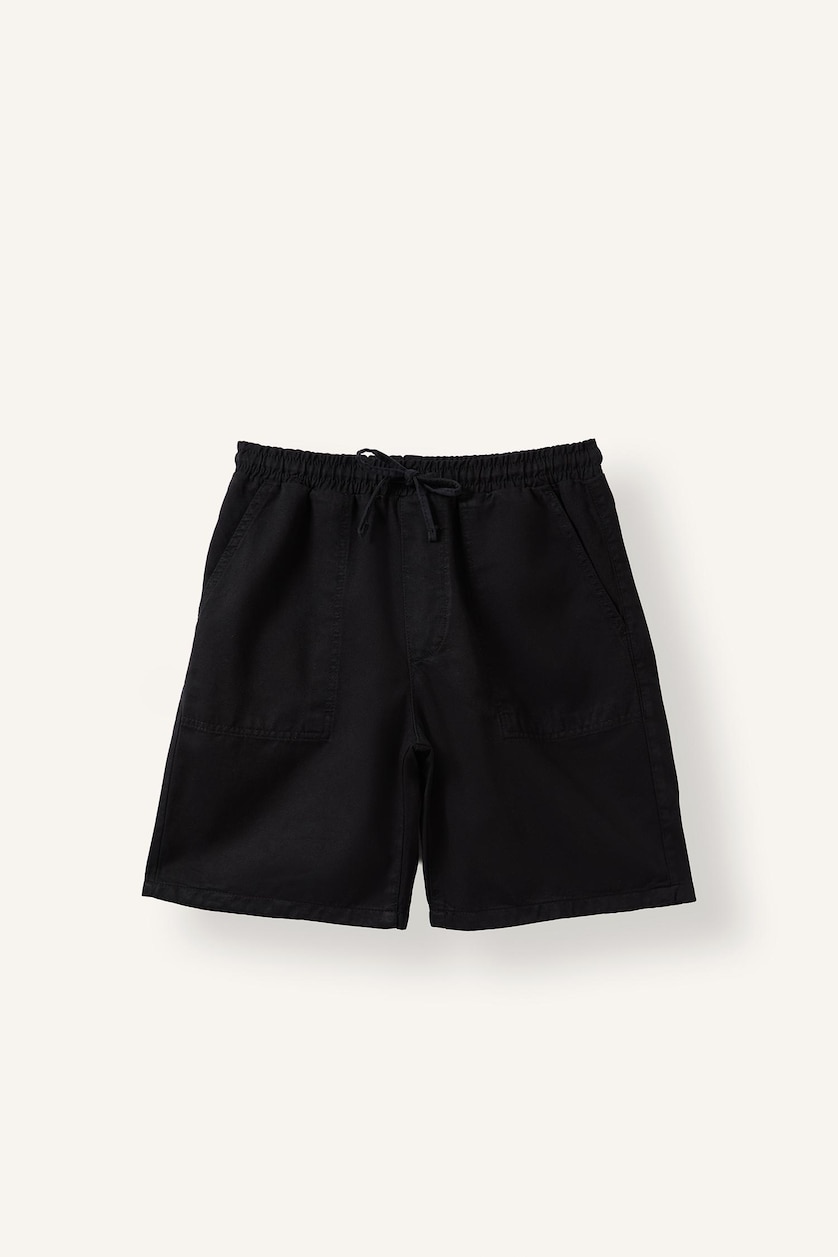 Men Black Ultra Soft Relaxed Fit Elastic Waist Shorts