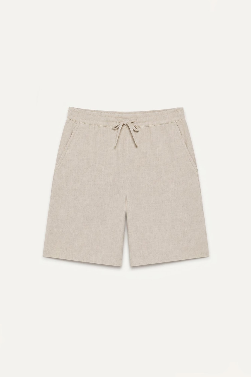 Erkek Taş %100 Pamuk Baggy Fit Bermuda Şort