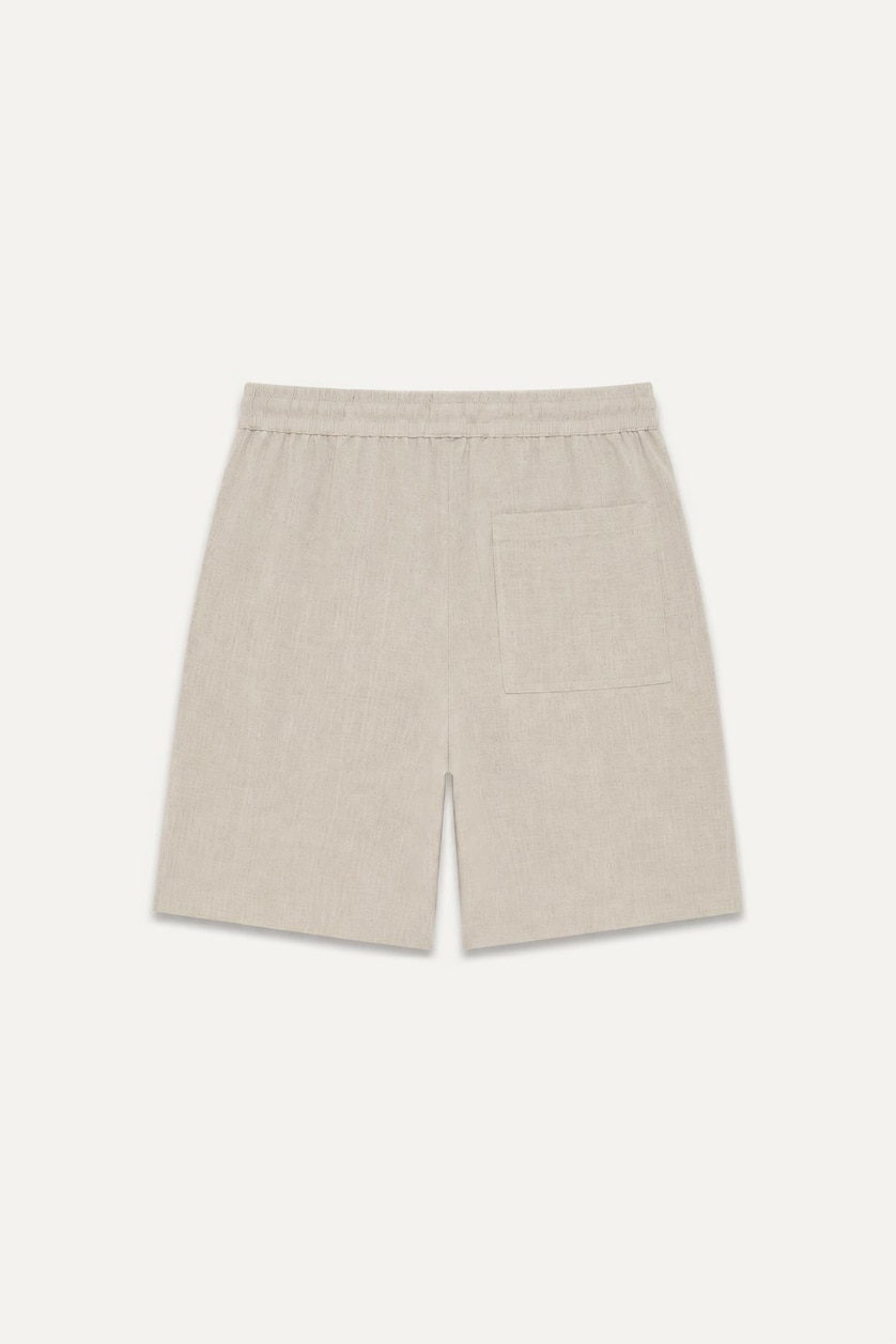 Erkek Taş %100 Pamuk Baggy Fit Bermuda Şort