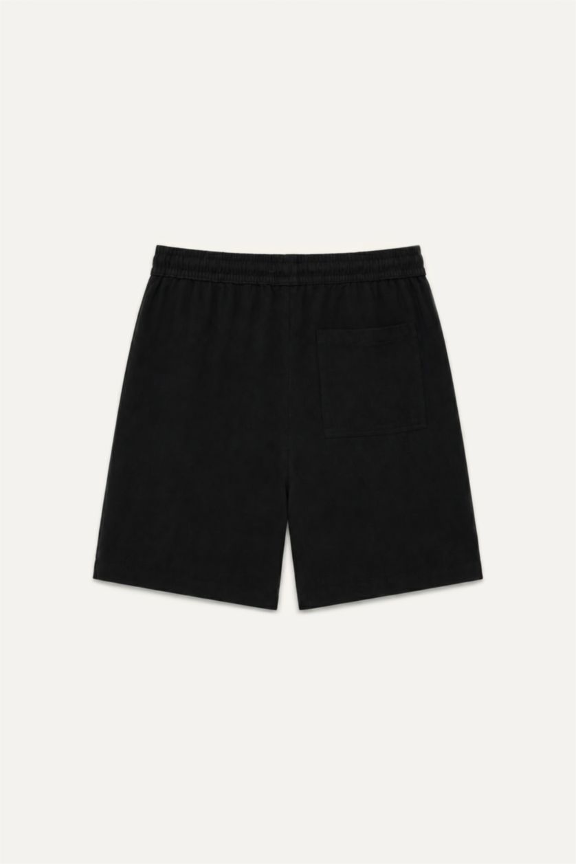 Erkek Siyah Baggy Fit Bermuda Şort