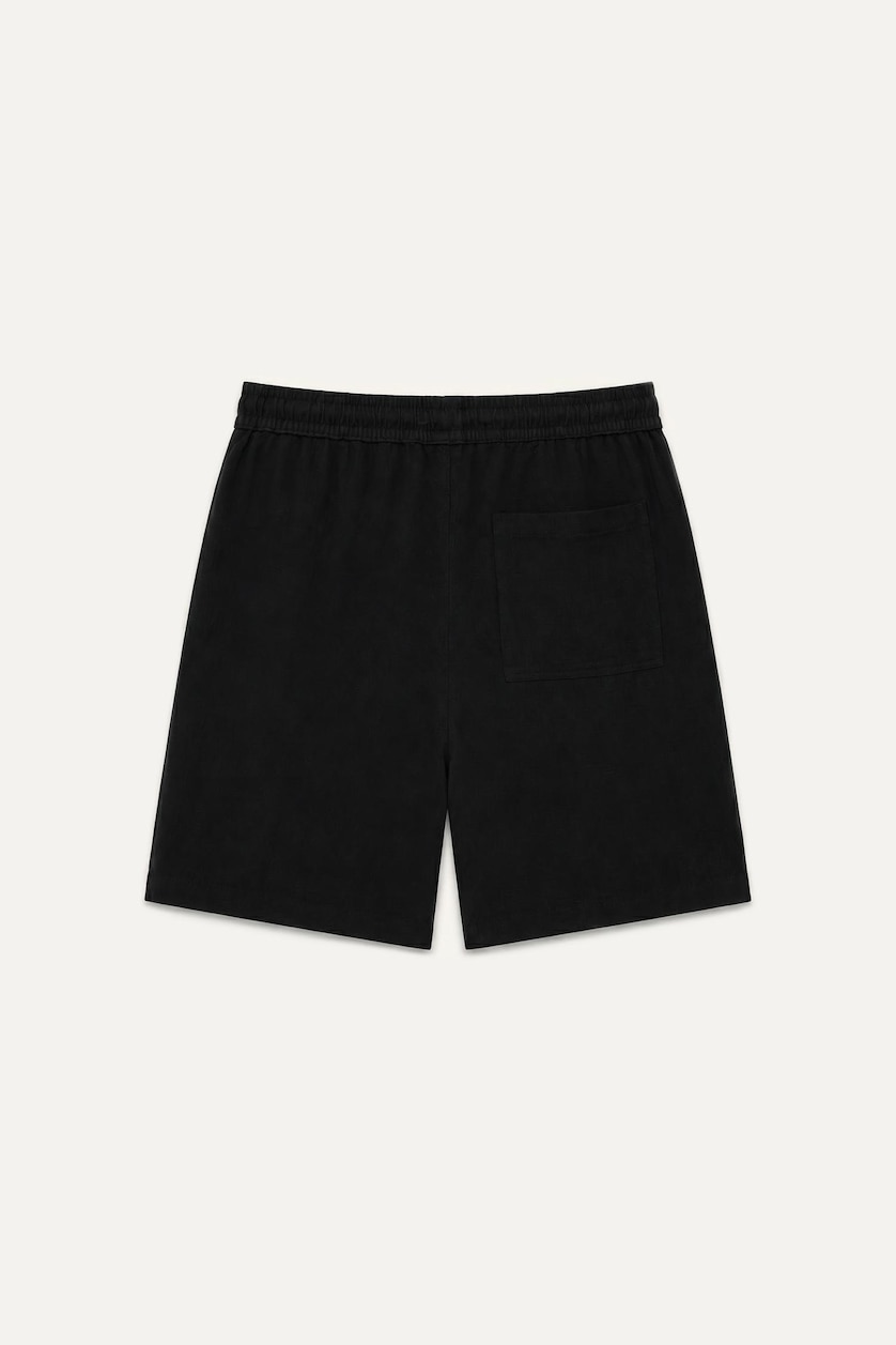 Erkek Siyah %100 Pamuk Baggy Fit Bermuda Şort