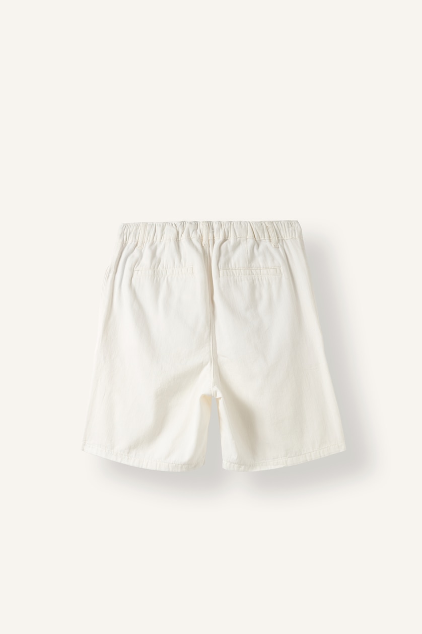Erkek Ekru %100 Pamuk Relaxed Fit Bermuda Şort