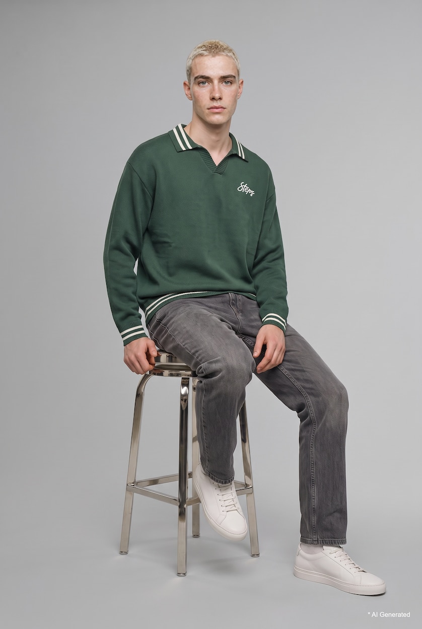 Ерлер хаки трикотаж релакс пішімі Пулловер
