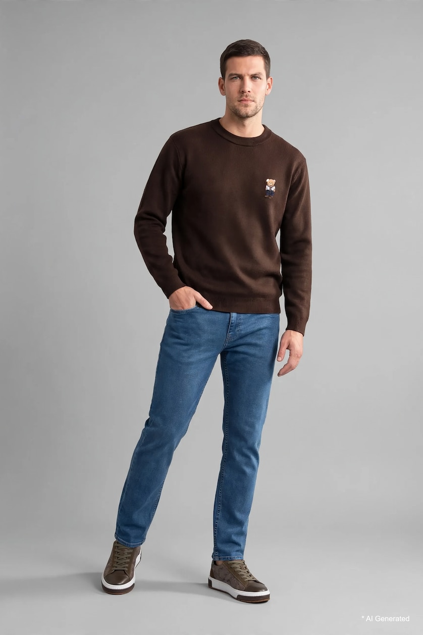 Man Brown Relax Fit Knitwear Pullover