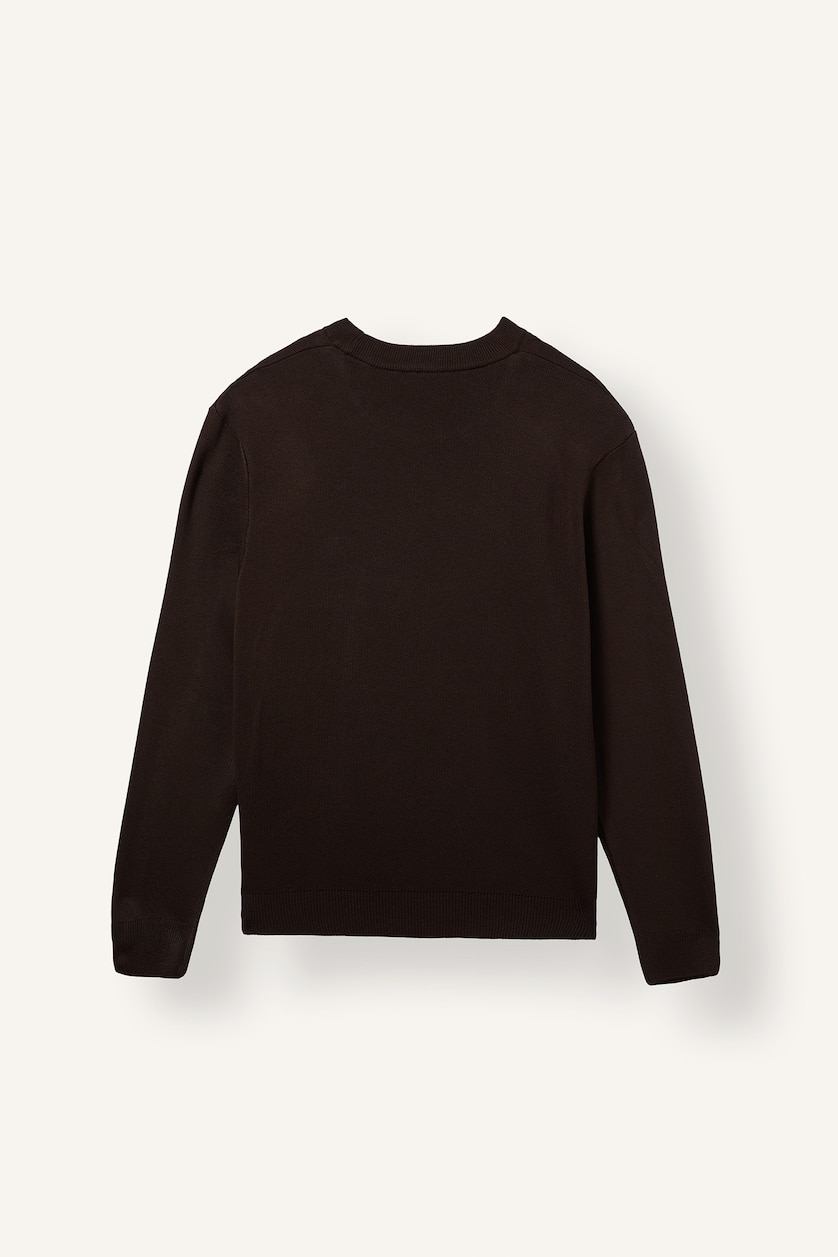 Erkek Kahve Relaxed Fit Ayıcık Nakışlı Kazak