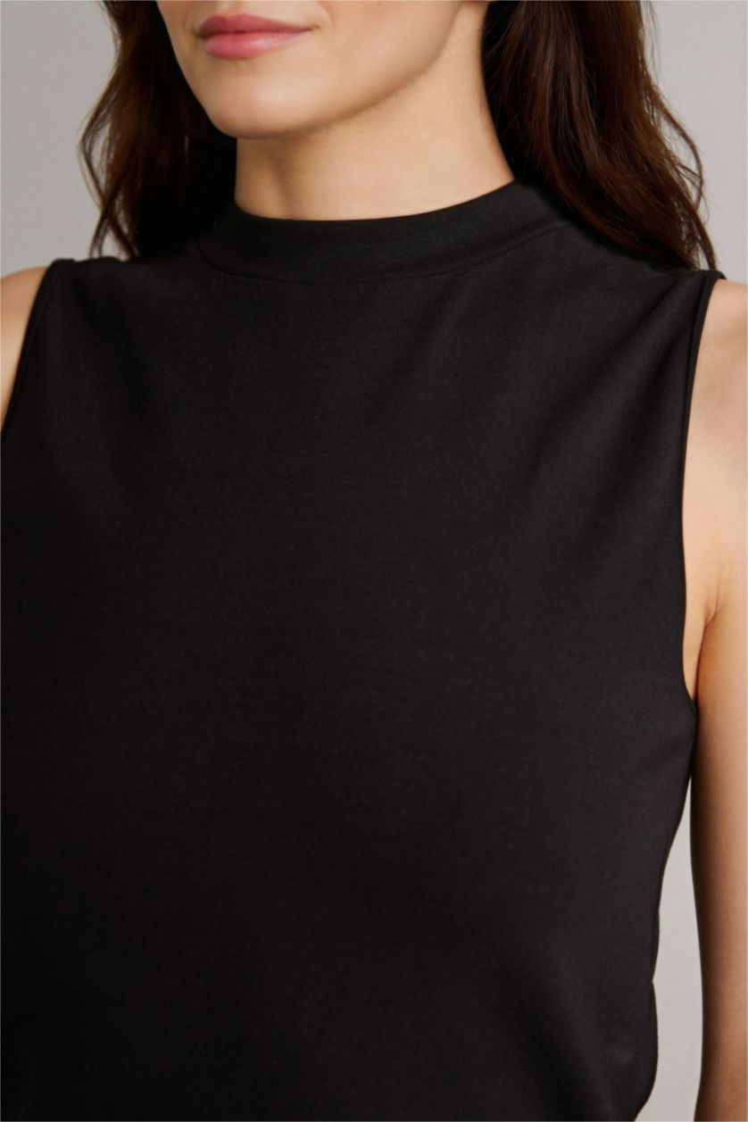 Kadın Siyah Slim Fit Kısa kollu Tunik