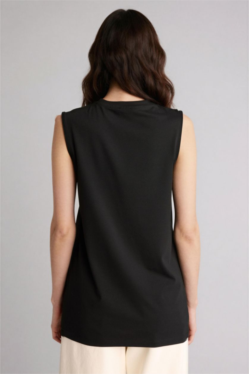 Kadın Siyah Slim Fit Kısa kollu Tunik