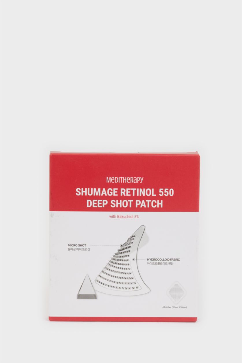 Kadın Kırmızı Meditherapy Shumage Retinol 550 Deep Shot Patch (4 Parça) Kırışıklık Önleyici 550 Mikro Spikül ve Retinollü Cilt Bakım Bantı