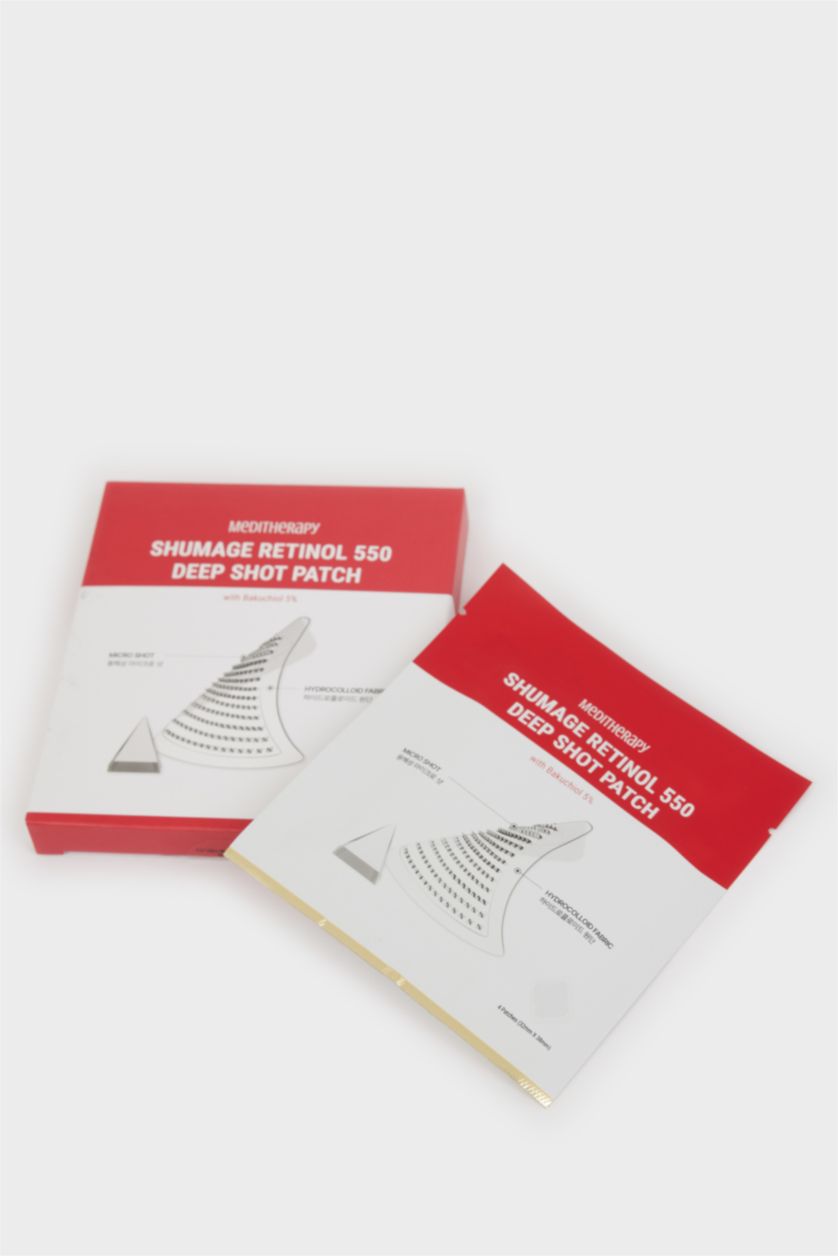Kadın Kırmızı Meditherapy Shumage Retinol 550 Deep Shot Patch (4 Parça) Kırışıklık Önleyici 550 Mikro Spikül ve Retinollü Cilt Bakım Bantı