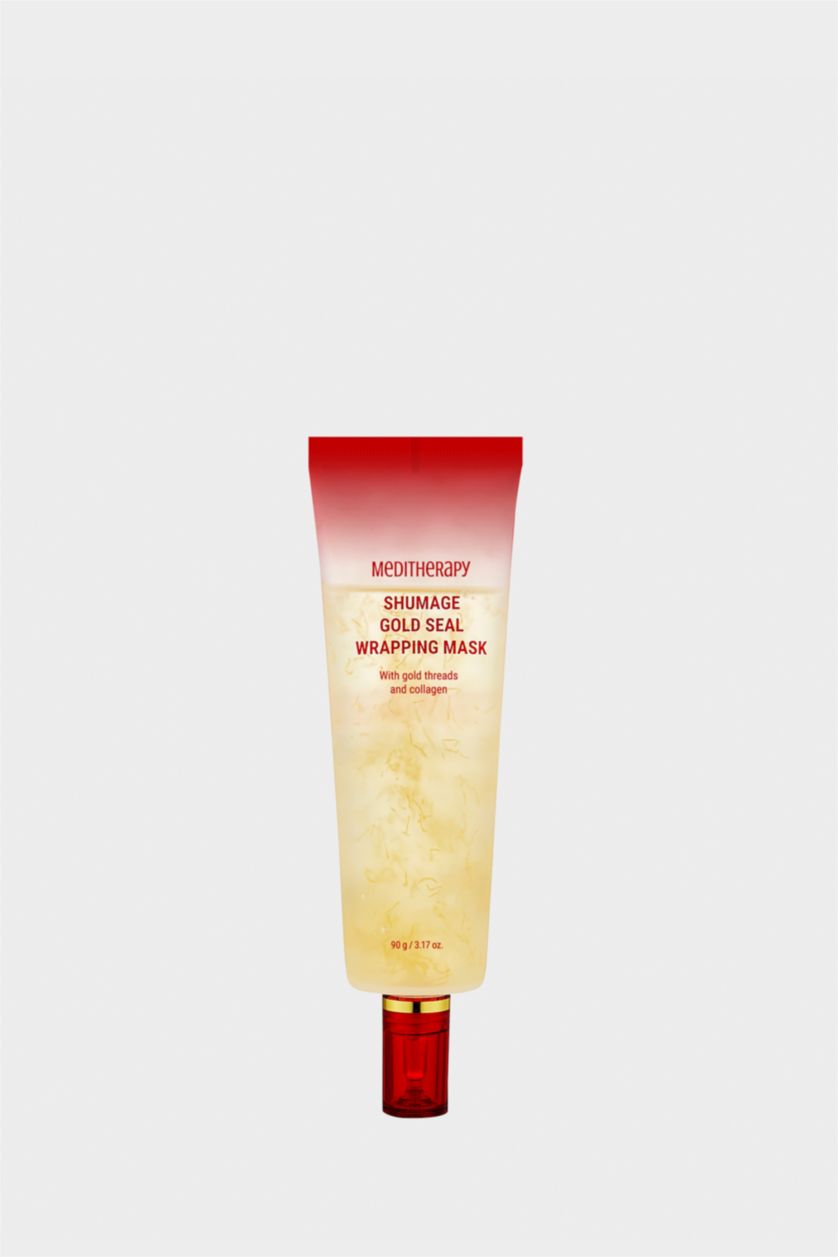 Kadın Kırmızı Meditherapy Shumage Gold Seal Wrapping Mask Elastikiyet ve Sıkılık Koruyucu Kırışıklık Önleyici Altın İplikli Maske