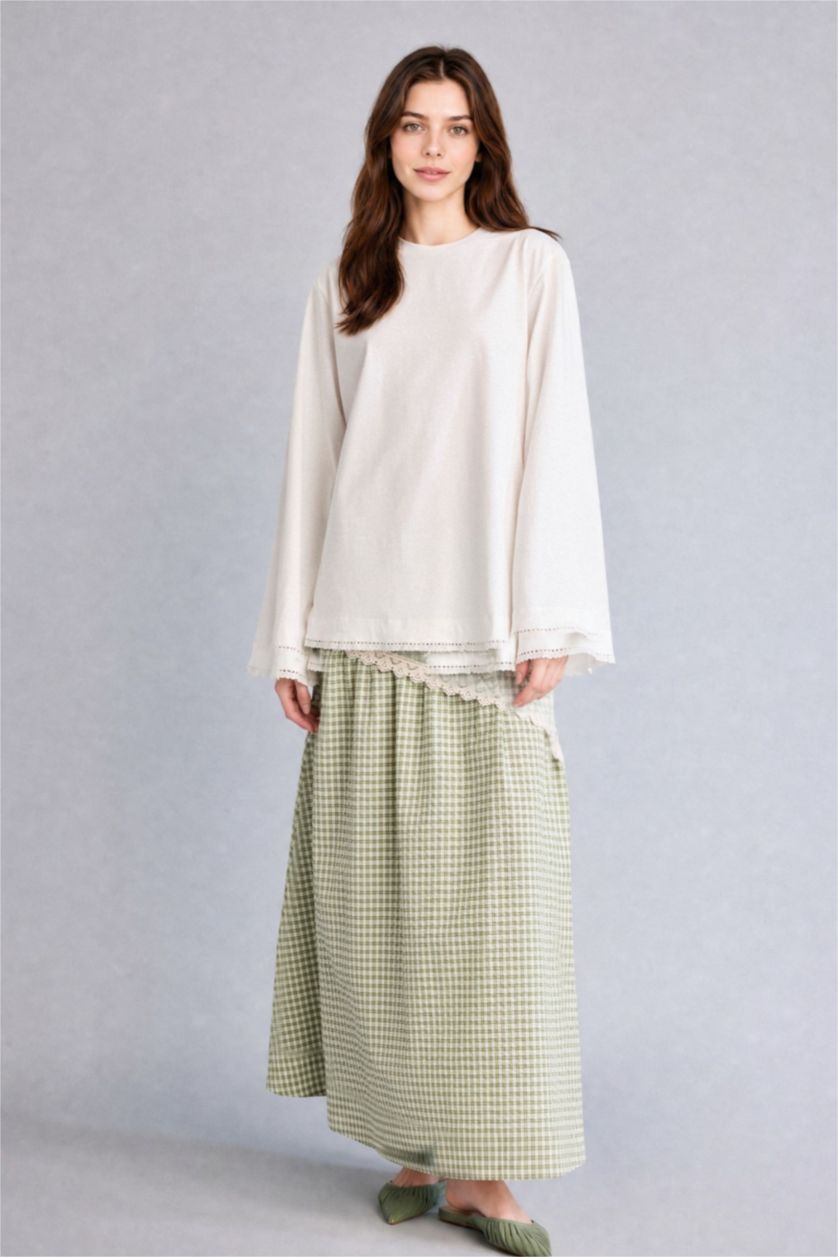 WOMAN Ecru Relax Fit Long Sleeve T-Shirt