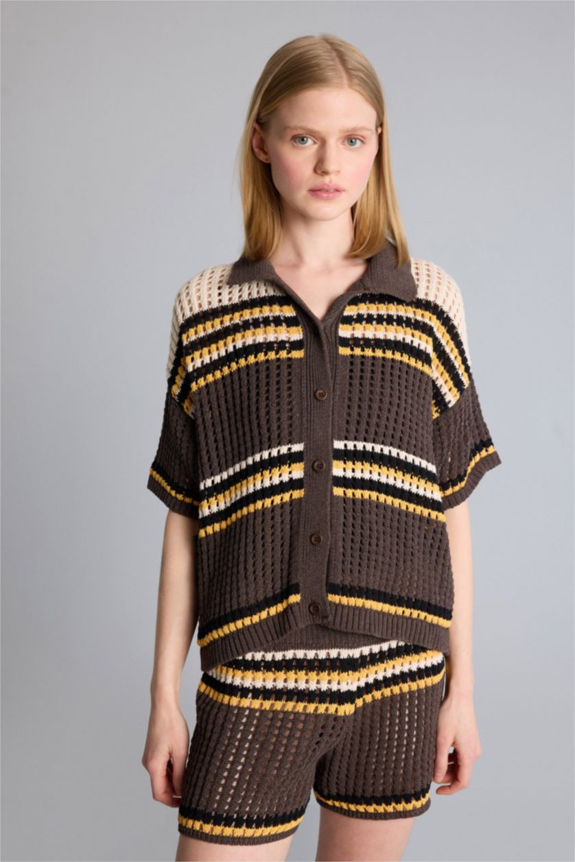 Kadın Kahve Regular Fit Triko Hırka