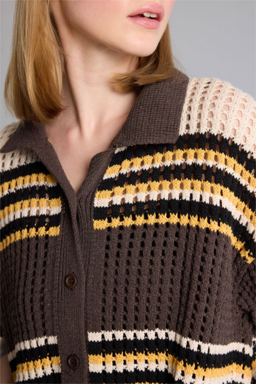 Kadın Kahve Regular Fit Triko Hırka