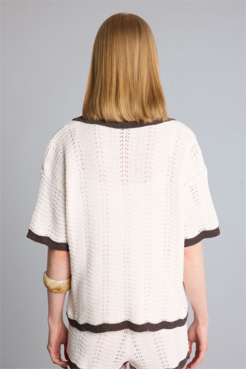Kadın Ekru Regular Fit Triko Kazak
