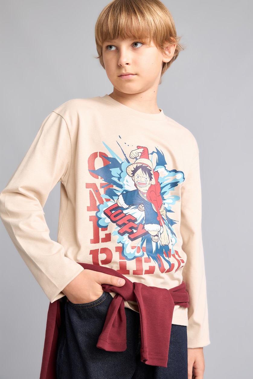 BOYS & TEENS Sand Boy Oversize Fit 100% Cotton One Piece Crew Neck Long Sleeve T-Shirt