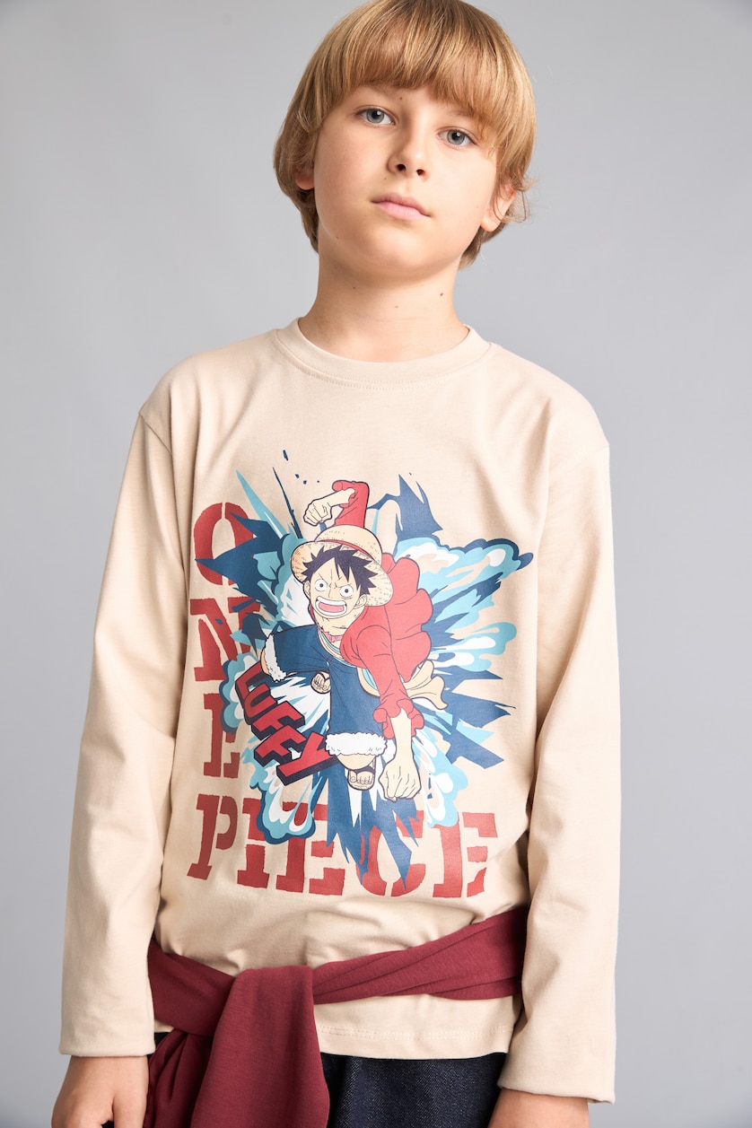 BOYS & TEENS Sand Boy Oversize Fit 100% Cotton One Piece Crew Neck Long Sleeve T-Shirt