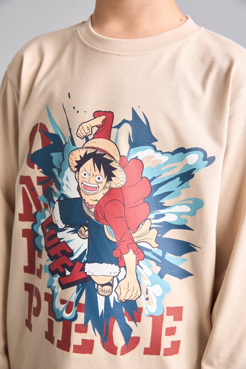 BOYS & TEENS Sand Boy Oversize Fit 100% Cotton One Piece Crew Neck Long Sleeve T-Shirt