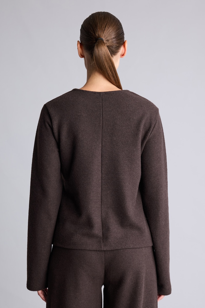 Kadın Kahve Regular Fit Brit Detaylı Basic Hırka