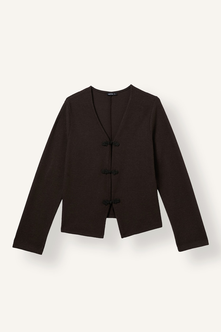 Kadın Kahve Regular Fit Brit Detaylı Basic Hırka