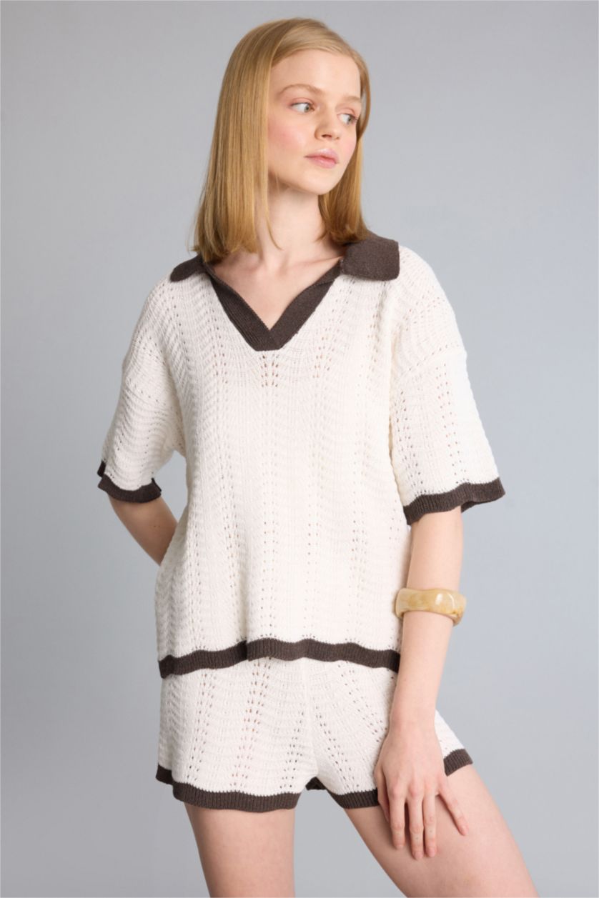 WOMAN Ecru Regular Fit Knitwear